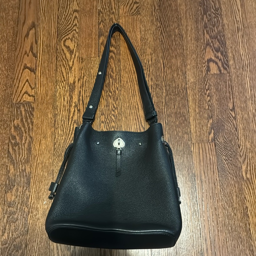 Kate Spade black leather bucket bag